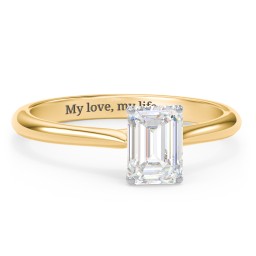1 ct. (7x5mm) Emerald-Cut Moissanite Classic Two Tone Engagement Ring in 10K Solid Yellow Gold