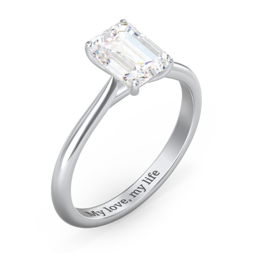 2 ct. (8x6mm) Emerald-Cut Moissanite Classic Two Tone Engagement Ring – 10K White Gold with Moissanite