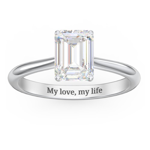 2 ct. (8x6mm) Emerald-Cut Moissanite Classic Two Tone Engagement Ring – 10K White Gold with Moissanite