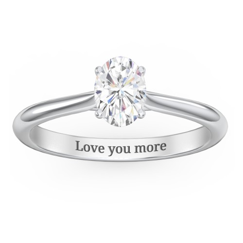 1 ct. (7x5mm) Oval Moissanite Classic Two Tone Engagement Ring – 10K White Gold with Moissanite
