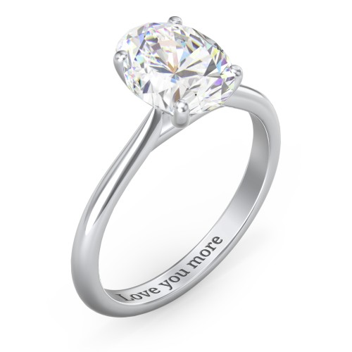 3 ct. (10x8mm) Oval Moissanite Classic Two Tone Engagement Ring – 10K White Gold with Moissanite