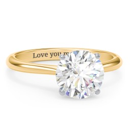 2.5 ct. (8.5mm) Moissanite Classic Two Tone Engagement Ring in 10K Solid Yellow Gold