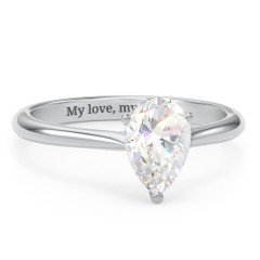 1.5 ct. (9x6mm) Pear Moissanite Classic Two Tone Engagement Ring – 10K White Gold with Moissanite