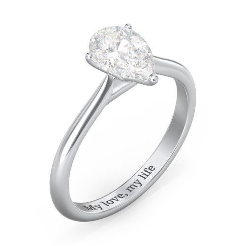 1.5 ct. (9x6mm) Pear Moissanite Classic Two Tone Engagement Ring – 10K White Gold with Moissanite
