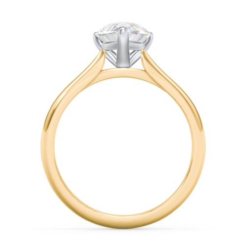 2 ct. (10x7mm) Pear Moissanite Classic Two Tone Engagement Ring – 10K Yellow Gold with Moissanite
