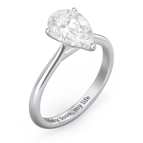 3 ct. (11x7mm) Pear Moissanite Classic Two Tone Engagement Ring – 10K White Gold with Moissanite