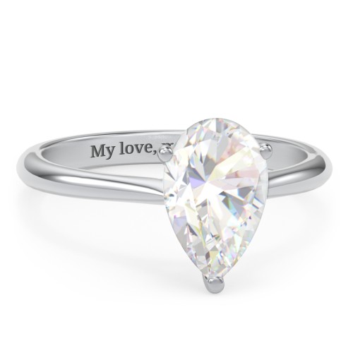 3 ct. (11x7mm) Pear Moissanite Classic Two Tone Engagement Ring – 10K White Gold with Moissanite