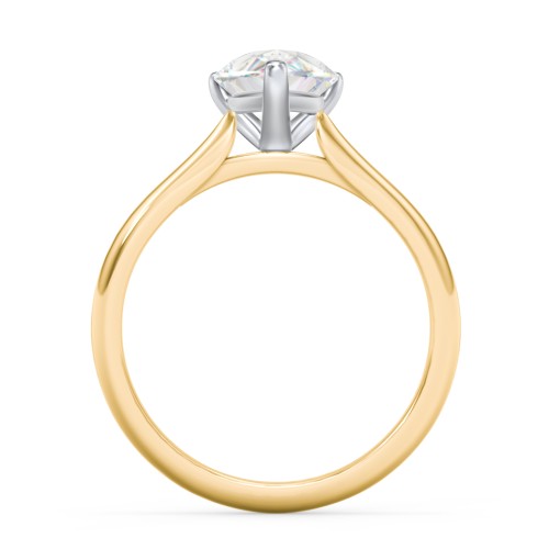 3 ct. (11x7mm) Pear Moissanite Classic Two Tone Engagement Ring – 10K Yellow Gold with Moissanite