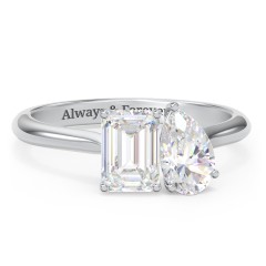 Toi et Moi Pear and Emerald Cut Moissanite Engagement Ring - 2 ctw. – 10K White Gold with Moissanite