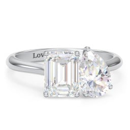 Toi et Moi Pear and Emerald Cut Moissanite Engagement Ring - 3.5 ctw.