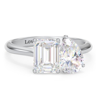 Toi et Moi Pear and Emerald Cut Moissanite Engagement Ring - 3.5 ctw.