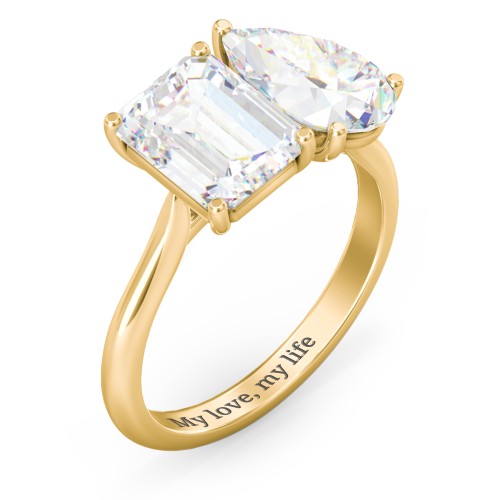 Toi et Moi Pear and Emerald Cut Moissanite Engagement Ring - 5.5 ctw.