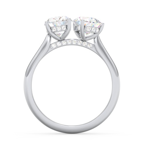 Toi et Moi Oval and Pear Moissanite Engagement Ring with Hidden Halos & Accents – 3 ctw. – 10K White Gold with Moissanite and Lab Diamond