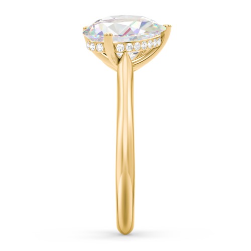 Toi et Moi Oval and Pear Moissanite Engagement Ring with Hidden Halos & Accents – 6 ctw. – 10K Yellow Gold with Moissanite and Lab Diamond