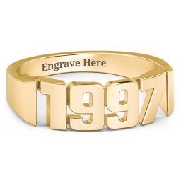 Personalized Year Ring in 18K Gold Plated Silver