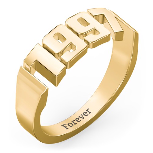Personalized Year Ring – 18K Gold Plated Silver