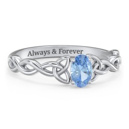 Oval Solitaire Celtic Trinity Knot Engagement Ring
