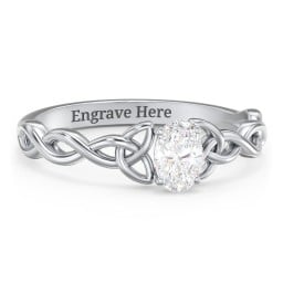 Oval Solitaire Celtic Trinity Knot Engagement Ring
