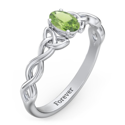 Oval Solitaire Celtic Trinity Knot Engagement Ring