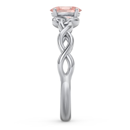 Oval Solitaire Celtic Trinity Knot Engagement Ring – Sterling Silver with Morganite
