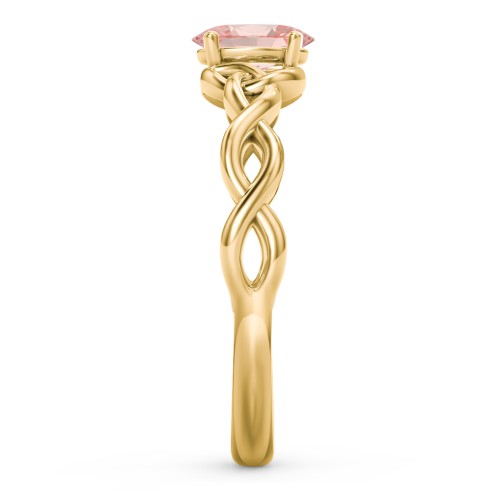 Oval Solitaire Celtic Trinity Knot Engagement Ring – 18K Gold Plated Silver with Morganite