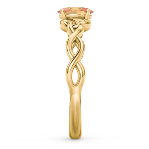 Oval Solitaire Celtic Trinity Knot Engagement Ring – 18K Gold Plated Silver with Citrine