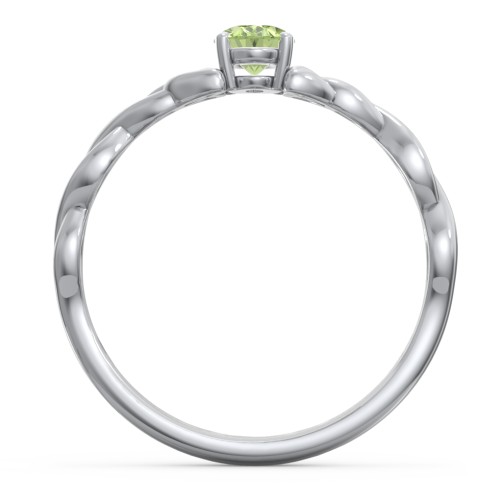 Oval Solitaire Celtic Trinity Knot Engagement Ring – Sterling Silver with Peridot