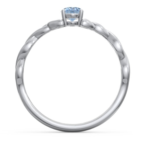 Oval Solitaire Celtic Trinity Knot Engagement Ring – 10K White Gold with Blue Topaz