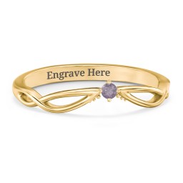 Celtic Gemstone Contour Wedding Band in 18K Gold Plated Silver with Alexandrite
