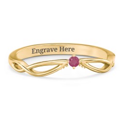 Celtic Gemstone Contour Wedding Band in 18K Gold Plated Silver with Ruby