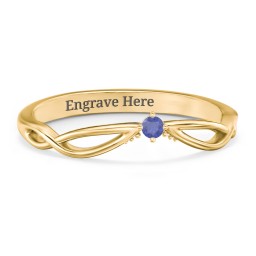 Celtic Gemstone Contour Wedding Band in 18K Gold Plated Silver with Blue Sapphire
