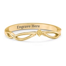 Celtic Gemstone Contour Wedding Band in 18K Gold Plated Silver with Citrine