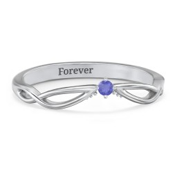 Celtic Gemstone Contour Wedding Band in 925 Sterling Silver