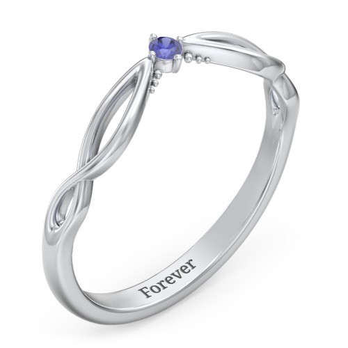 Celtic Gemstone Contour Wedding Band – 10K White Gold with Blue Sapphire