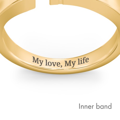 Double Initial Signet Ring – 18K Gold Plated Silver