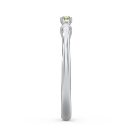 Dainty Trinity Stone Promise Ring – Sterling Silver with Peridot and White Premium Zirconia