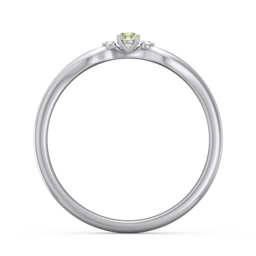 Dainty Trinity Stone Promise Ring – Sterling Silver with Peridot and White Premium Zirconia