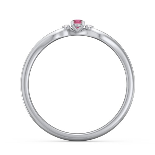 Dainty Trinity Stone Promise Ring – Sterling Silver with Ruby and White Premium Zirconia