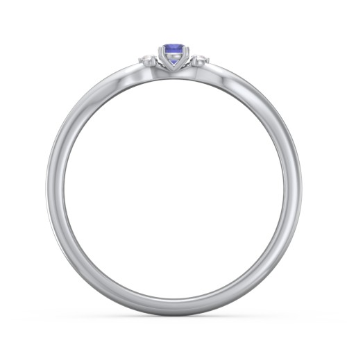 Dainty Trinity Stone Promise Ring – Sterling Silver with Blue Sapphire and White Premium Zirconia