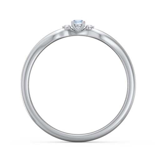 Dainty Trinity Stone Promise Ring – Sterling Silver with Blue Topaz and White Premium Zirconia