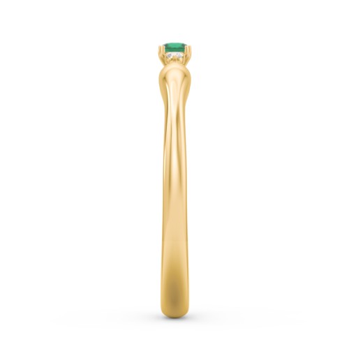 Dainty Trinity Stone Promise Ring – 10K Yellow Gold with Emerald and White Premium Zirconia