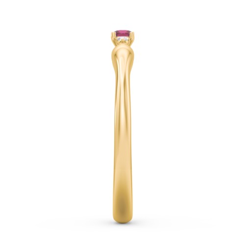 Dainty Trinity Stone Promise Ring – 10K Yellow Gold with Ruby and White Premium Zirconia
