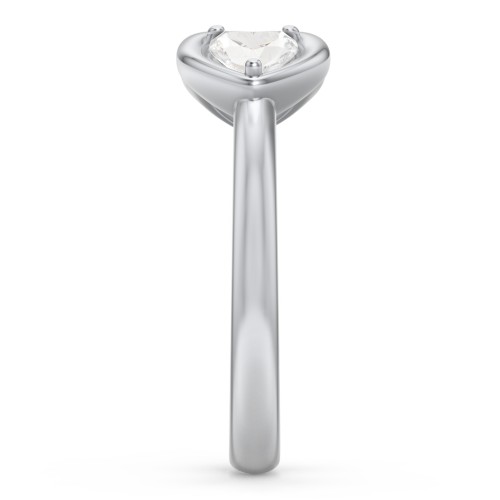 Heart In Heart Gemstone Open Cuff Ring – Sterling Silver with Cubic Zirconia