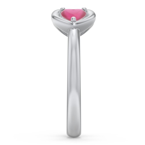 Heart In Heart Gemstone Open Cuff Ring