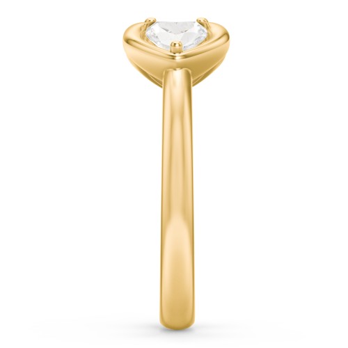Heart In Heart Gemstone Open Cuff Ring – 18K Gold Plated Silver with Cubic Zirconia