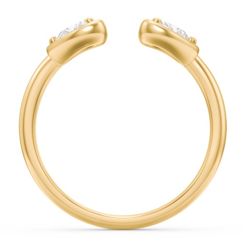 Heart In Heart Gemstone Open Cuff Ring – 18K Gold Plated Silver with Cubic Zirconia