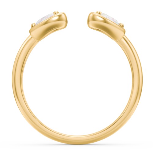 Heart In Heart Gemstone Open Cuff Ring – 18K Gold Plated Silver with Opal