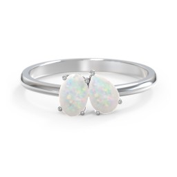 Toi et Moi Oval and Pear Gemstone Ring