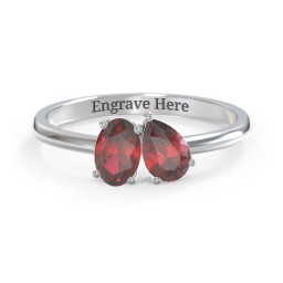 Toi et Moi Oval and Pear Gemstone Ring