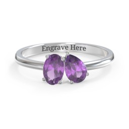 Toi et Moi Oval and Pear Gemstone Ring